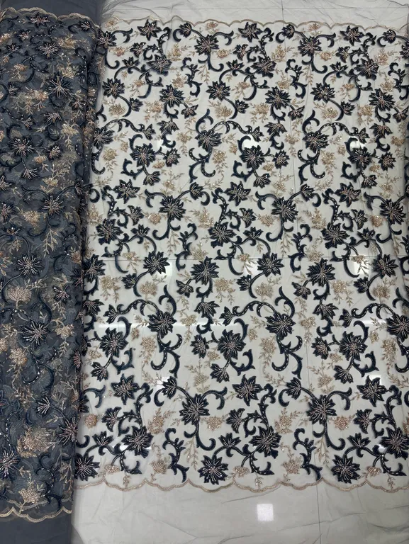 New designer imported Velvet cutwork beads work net fabrics