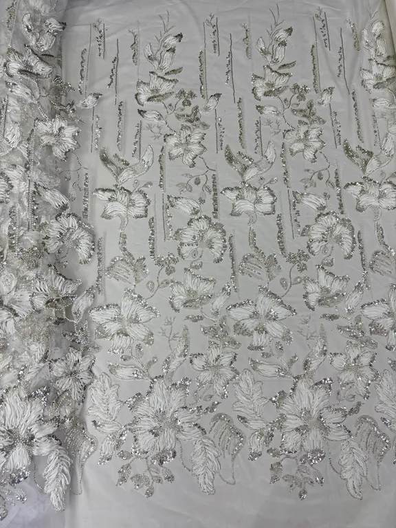 New designer imported ribbon with beads work net fabrics DN-6RC320