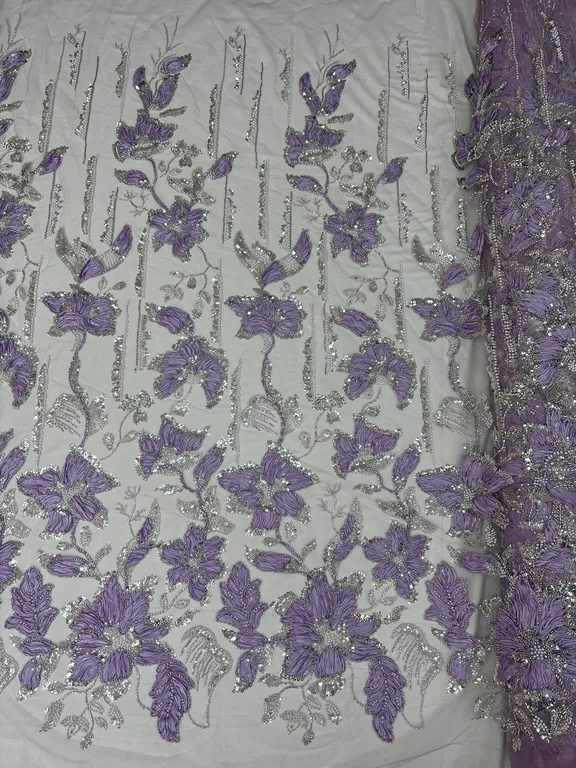 New designer imported ribbon with beads work net fabrics DN-6RC320
