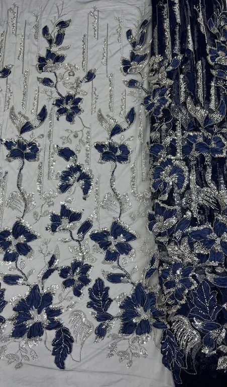 New designer imported ribbon with beads work net fabrics DN-6RC320
