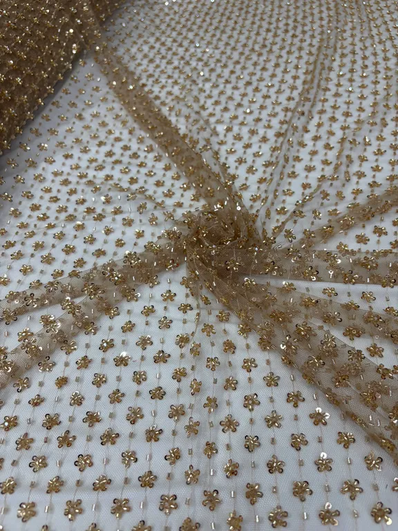 New designer tone to tone crystal Pearls and beads work net fabrics DN-88341