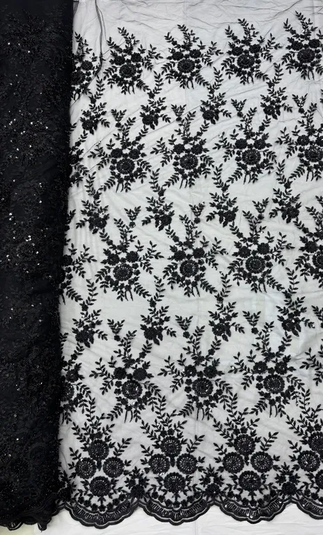 New designer imported beads work net fabrics DN-5568/D4 black