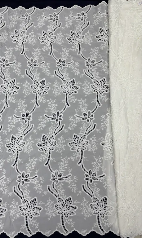 New designer imported cotton cutwork fabrics DN-dyeable cutwork 3